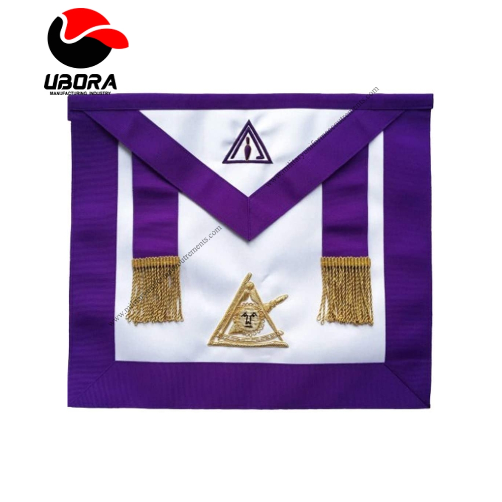 Regalia Lodge Masonic Past Thrice Illustrious Master Apron PTIM Hand Embroidered purple